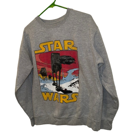 Women’s Gray/Grey Star Wars Graphic Crew Neck Long Sleeve Sweatshirt. Size Large - Picture 4 of 7